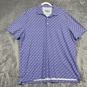 IBKUL Mens XXL Palm Tree Surfboard Print Short Sleeve Golf Polo Shirt